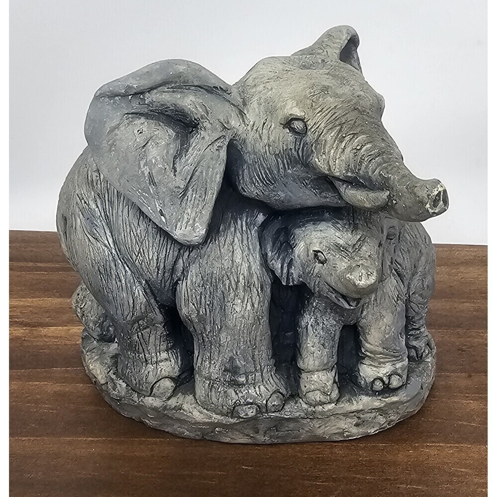 Vintage Mt. St. Helen's Volcanic Ash Elephant & Calf Figurine Sculpture 80s 3x3"
